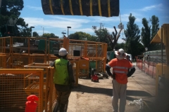 Purpose built chain saw for cutting a manhole thru the Melbourne main sewer, steel 100mm thick